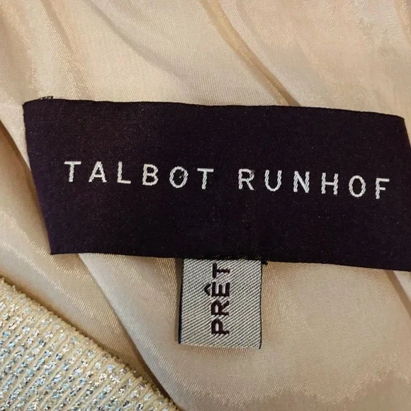Talbot Runhof champagne colored long sleeve metallic full length gown. Size 8/38 - Picture 6 of 9